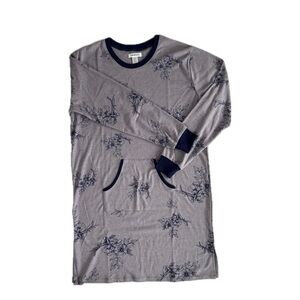 Host Pick Comfort & Co Sleep Shirt Ribbed Collar Long Sleeve Floral Purple M